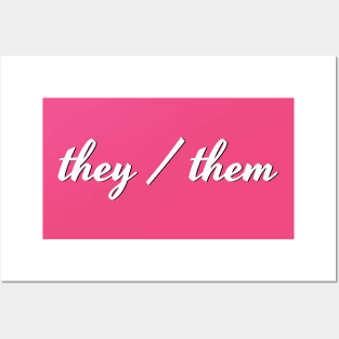 they / them (upper corner script) Posters and Art